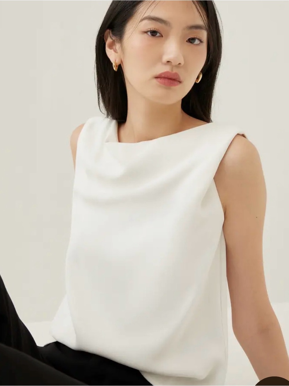 Love Bonito Sleeveless Cowl Neck Tank Top in White - Picture 4 of 5